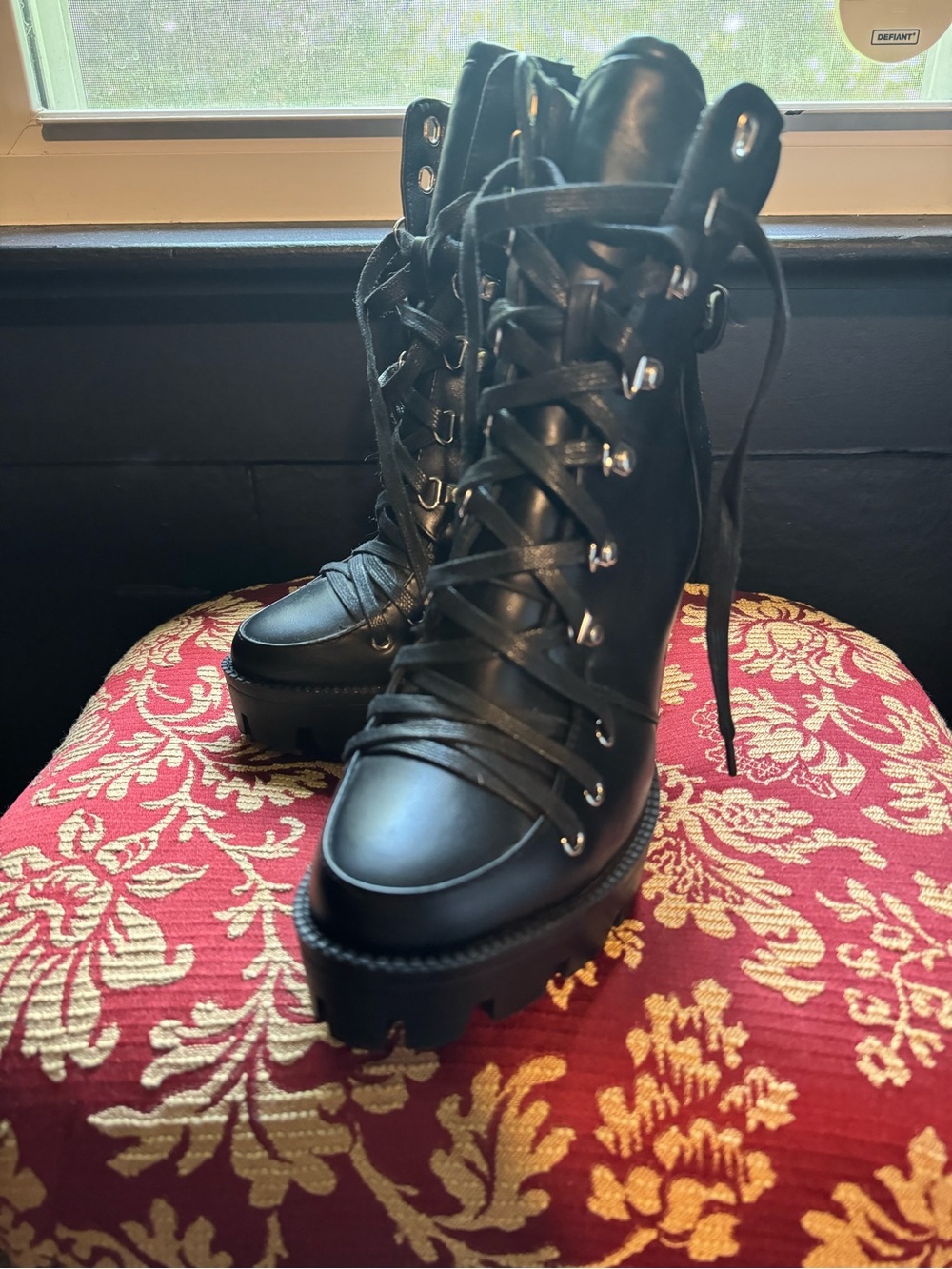 Women's Black Lace-Up Platform Combat Boots